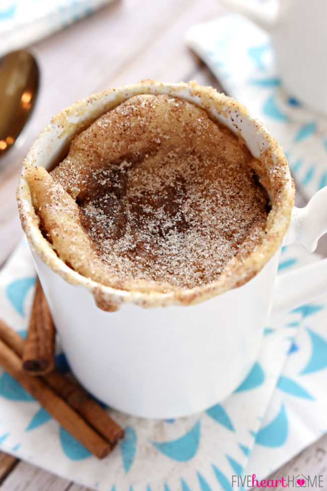 Well, it wouldn't be a meal without dessert...right? This <a href="http://www.fivehearthome.com/2015/01/15/snickerdoodle-mug-cake/" target="_blank">snickerdoodle mug cake</a> should do just fine.