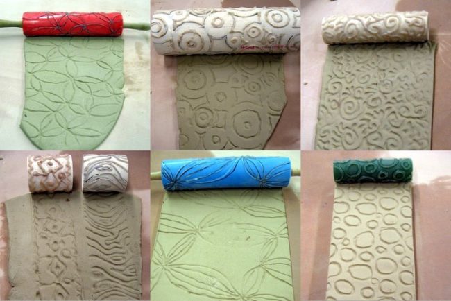 If you work with clay, make cool designs on a rolling pin and the decorative options are endless!