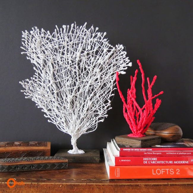 Cover wire to make beautiful home decor pieces that look like coral.