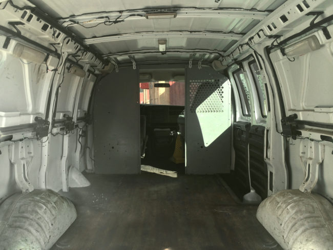 Here's what he had to work with...a 2003 Chevy van with more than 200,000 miles on it.