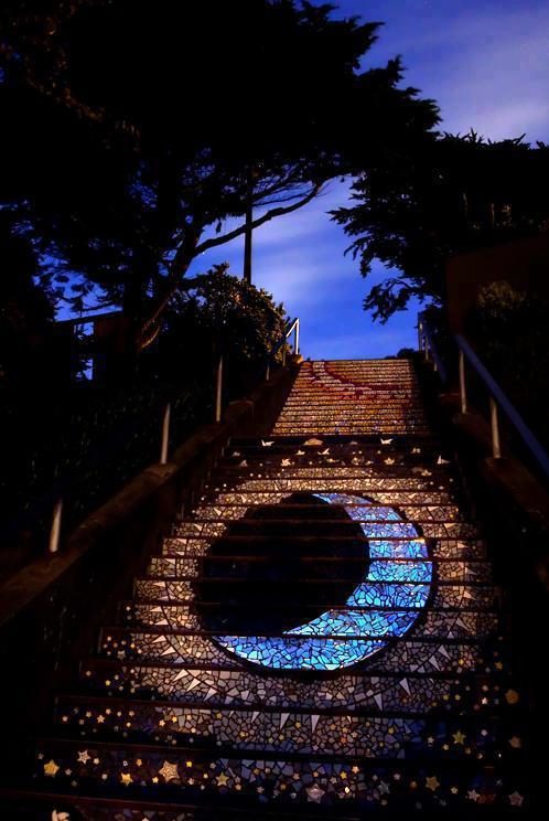 But when the moon shines down on the steps, they totally transform.