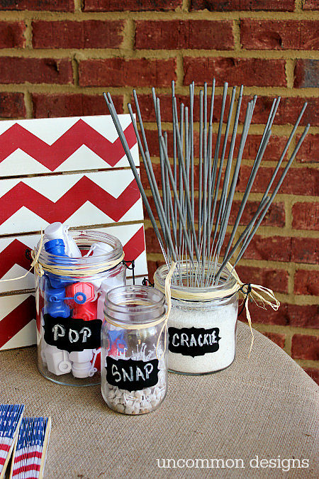 Put sparklers and fire crackers in <a href="http://www.uncommondesignsonline.com/fourth-of-july-fun-and-games-station/" target="_blank">cute, labeled jars</a> and take a photo before the youths ruin them.