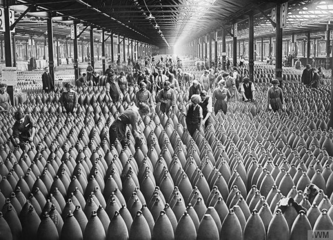 This predominately female staff ensures the quality of these munition shells at one of England's largest shell factories back in the 1900s, located in Nottinghamshire.