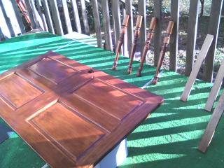 Then it was time to stain the door to his desired color -- treeshugmeback chose dark walnut to counteract the yellow color of the wood.