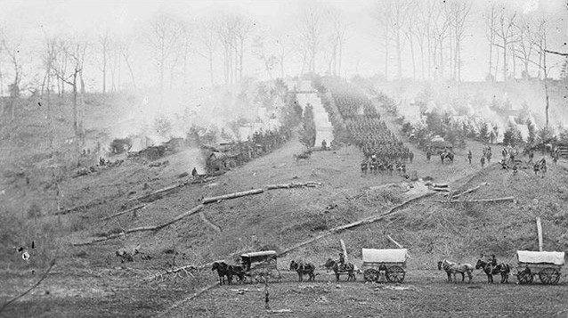 The camp of the 150th Pennsylvania Infantry, Belle Plain, Virginia, March 1863.