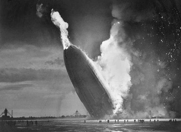 The last ever picture of the Hindenburg as it crashes in New Jersey on May 6, 1937.