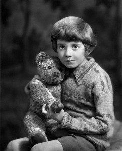 Christopher Robin Milne with the real-life Winnie the Pooh in 1928. He based his books on this very teddy bear.