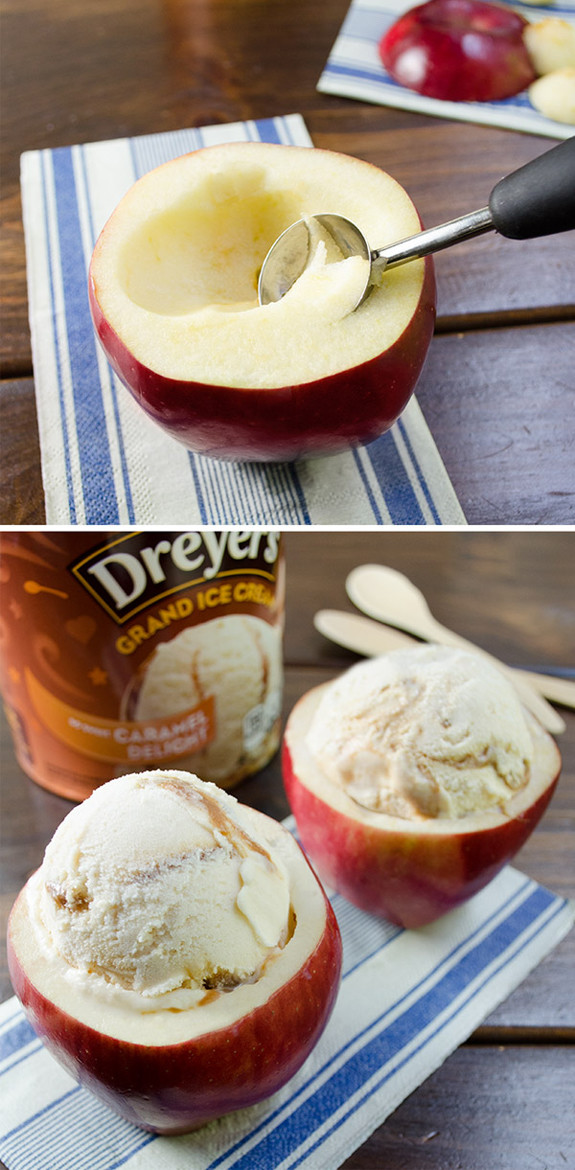 Make your dessert (a little) more healthy by making a bowl out of an apple.