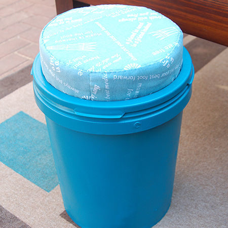 Keep in mind that the cushion will sit on top of the container lid. Make sure to give the lids an equally awesome paint job.
