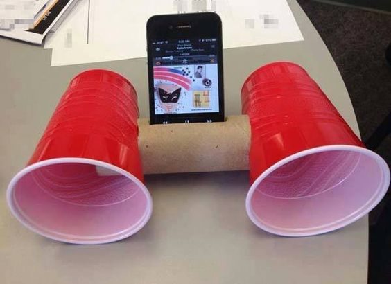 Make your own speakers out of cups and a toilet paper roll so there's one less device you have to worry about while tailgating.