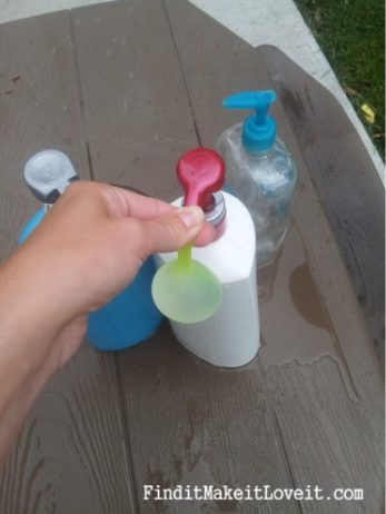 Repurpose old lotion bottles and turn them into water balloon pumps.