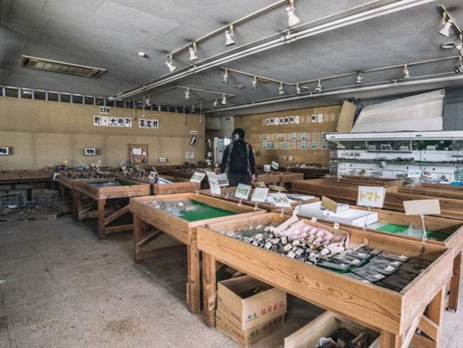 Dead flowers filled this entire space that was once a bustling shop.