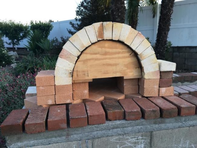 The bricks for the arch were angle cut for a snug fit.