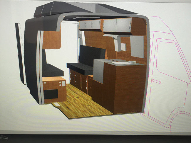 With the layout finalized, he was able to break up chunks of the design, such as the cabinetry, into smaller pieces, making it easier to produce a materials list.