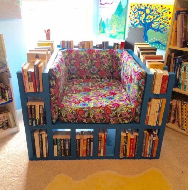 It's no secret that we're sedentary creatures. Live your truth by making a <a href="http://www.goodshomedesign.com/how-to-make-a-bookshelf-chair/2/" target="_blank">bookshelf chair</a>.