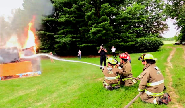 The department set up a 15-foot structure designed to look like a small house.