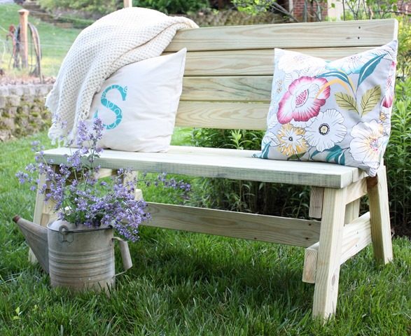 Style up your yard or porch with this <a target="_blank" href="http://www.virginiasweetpea.com/2016/05/diy-2x4-bench.html">bench</a>.