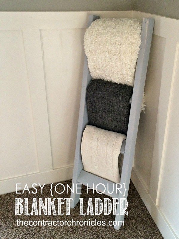 Don't toss your blankets into a boring old container, hang them on this awesome <a target="_blank" href="http://thecontractorchronicles.com/2014/06/16/easy-one-hour-blanket-ladder/">ladder</a>!