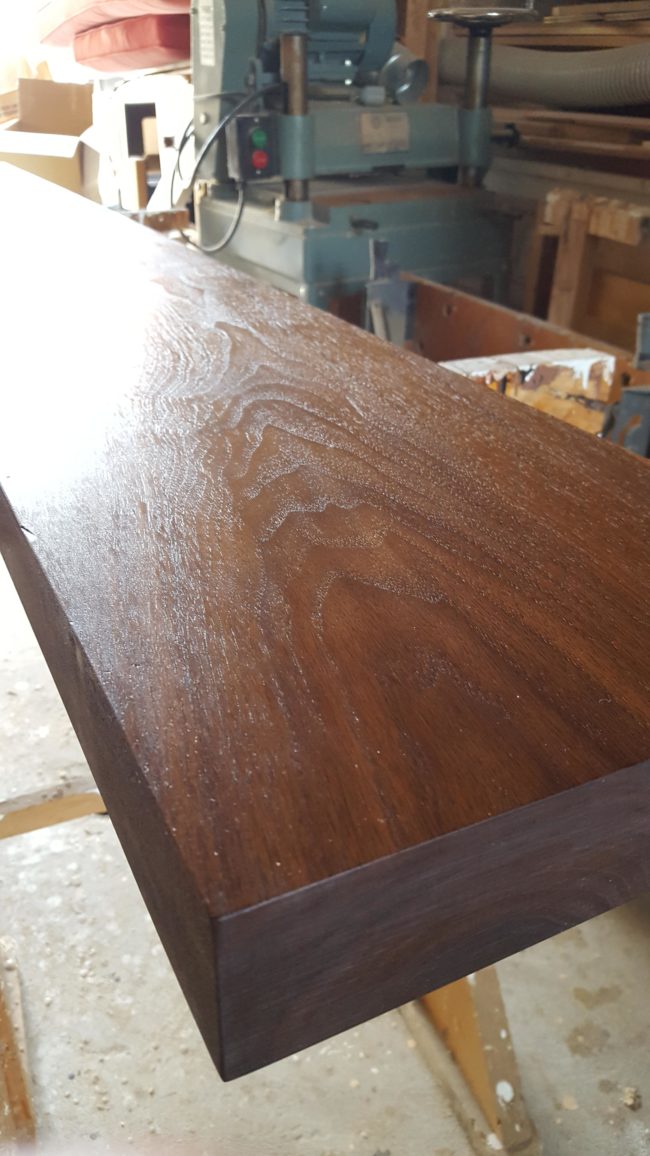 Four layers of Danish oil and a wet sander gave the piece a nice sheen.
