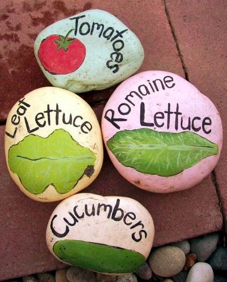 Create your own garden markers out of rocks.