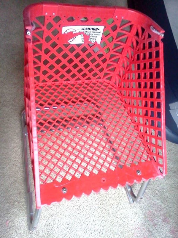 We have a finished chair! I think it's cute in red, but you could totally spray paint yours for a different look.