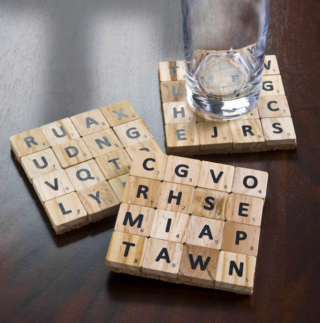 No mess, no stress. In mere minutes, she crafted these wordy coasters that are sure to boost the vocabulary at your next dinner party.