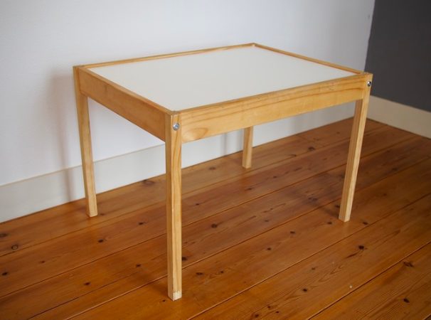 He also purchased a small IKEA table to serve as the foundation.