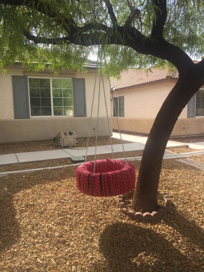 He attached the chains, hung it on a tree, and got to swinging!