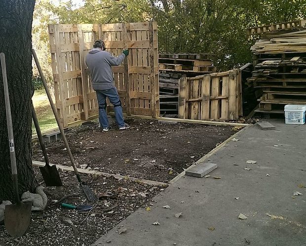 He knew where he wanted to build, so he got to work framing things out with concrete blocks as a base.