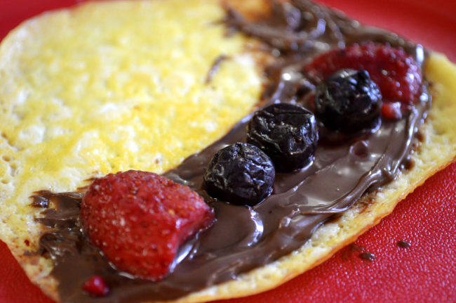 Making <a href="http://spoonuniversity.com/recipe/two-ingredient-crepes-will-revolutionize-breakfast/" target="_blank">crepes</a> has never been easier. 