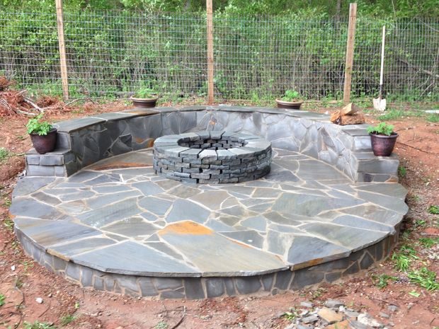 His finished fire pit and patio would make even the most experienced craftsman jealous.