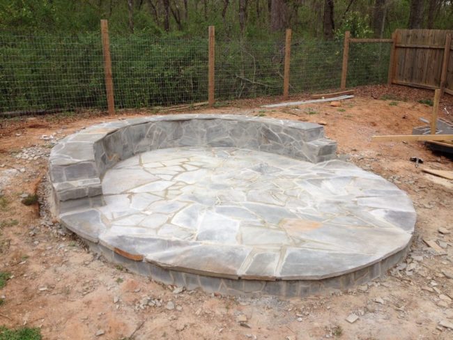 With a layer of grout, the patio was almost ready!