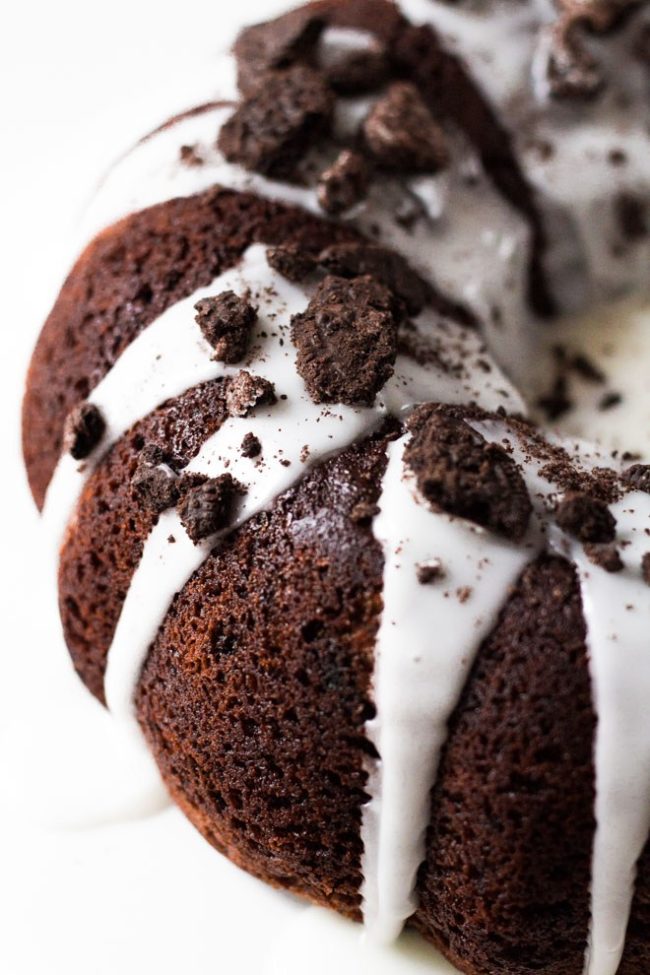 For more traditional bakers, try out this <a href="http://marshasbakingaddiction.com/chocolate-oreo-bundt-cake/" target="_blank">chocolate Oreo bundt cake</a>.
