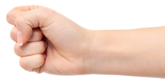 If you ever can't stop yourself from gagging, squeeze your <a target="_blank" href="http://lifehacker.com/5858128/shut-off-your-gag-reflex-by-squeezing-your-left-thumb">left thumb</a> inside your fist (unlike the picture below) -- it will calm your gag reflex.
