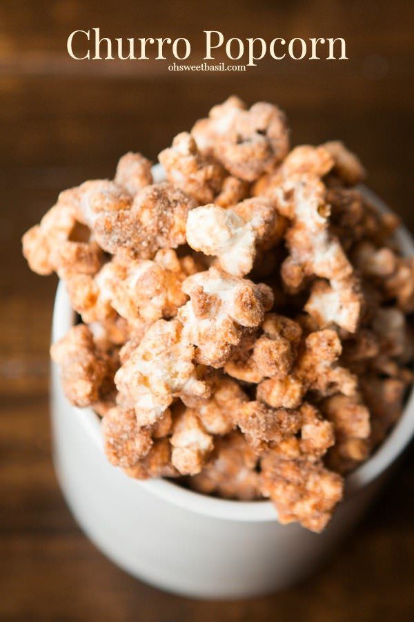 I can't stop drooling thinking about  this amazing <a target="_blank" href="http://www.ohsweetbasil.com/churro-popcorn-recipe.html">churro popcorn</a>.