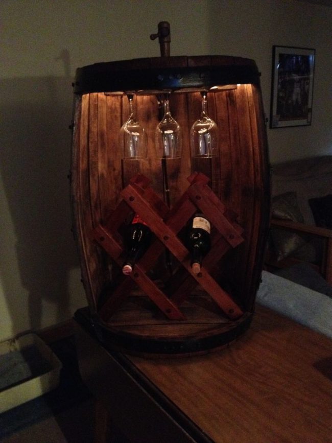 It's hard to believe that such a beautiful wine rack was made with a yard sale find.