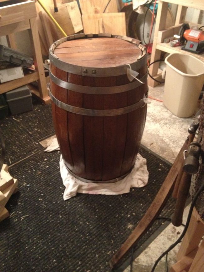 Once the stain was dry, the barrel was reassembled.
