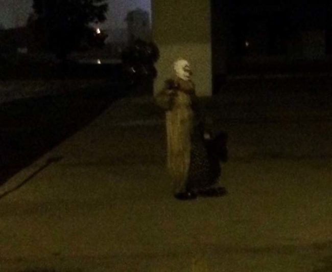 Here is the nightmare in question spotted walking the streets of Green Bay earlier this week. One local has dubbed him (or her?) Gags the clown.