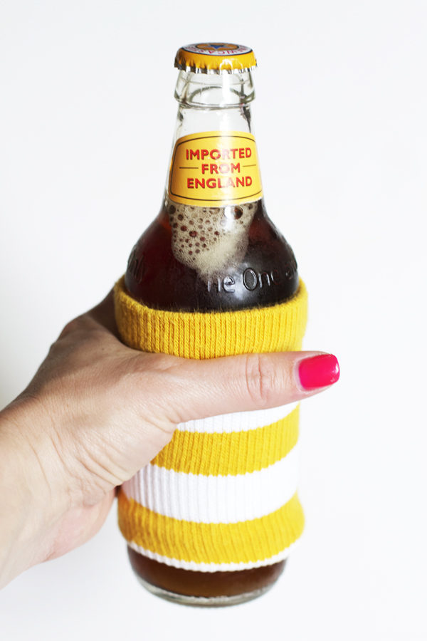 <strong></strong>This <a href="http://www.lilyshop.com/old-sock-coffee-cup-cozy" target="_blank">awesome beer cozy</a> will keep you drinking in style.