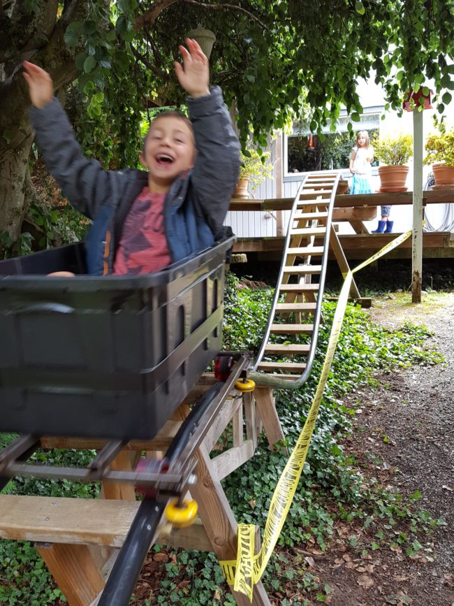 Since my grandfather was a carpenter, I could totally see him building me an awesome rollercoaster like this in my yard.