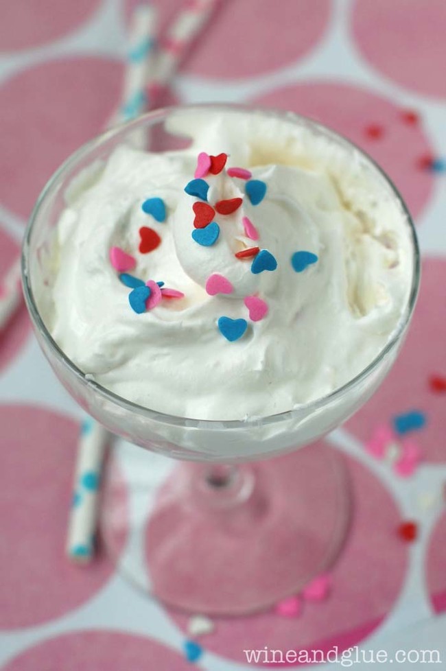 You only need <a href="http://www.wineandglue.com/2014/01/single-serve-cake-batter-fluff.html" target="_blank">two ingredients</a> to make this cake mix whipped cream.