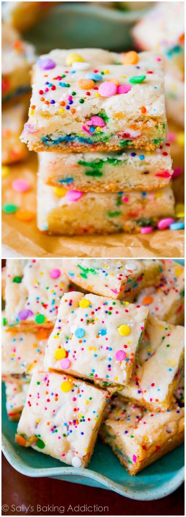 With white chocolate chips and cake mix, <a href="http://sallysbakingaddiction.com/2012/04/06/take-2-funfetti-cake-batter-blondies/" target="_blank">this recipe</a> is deliciously decadent.