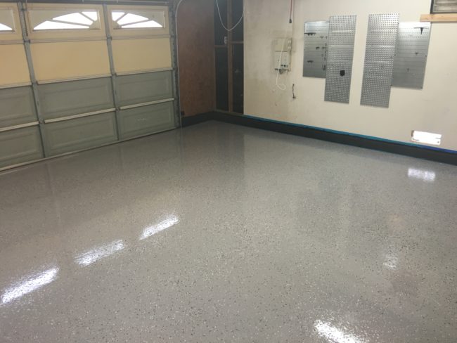 That epoxy floor is so shiny, you can probably see your reflection in it.