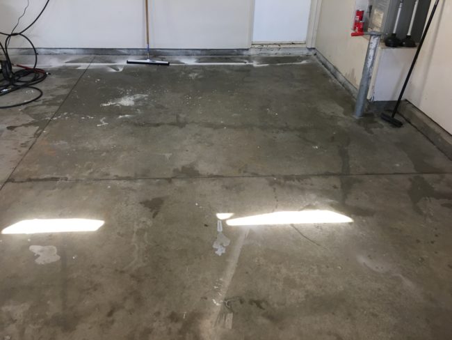 In total, the floor was scrubbed a number of times to ensure all the grease and oil was removed.