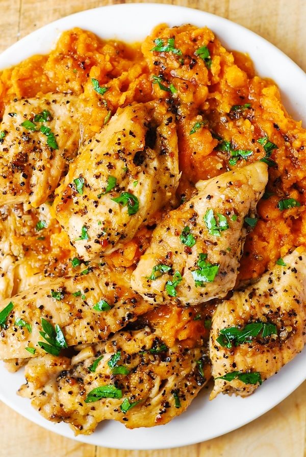 Pairing <a href="http://www.bhg.com/blogs/delish-dish/2015/10/27/maple-glazed-chicken-with-sweet-potatoes/" target="_blank">maple chicken with sweet potatoes</a> is a heavenly combination that I can't believe I've never tried before.
