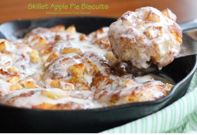 Making <a href="http://www.melissassouthernstylekitchen.com/skillet-apple-pie-biscuits/" target="_blank">apple pie biscuits</a> is easy as pie.
