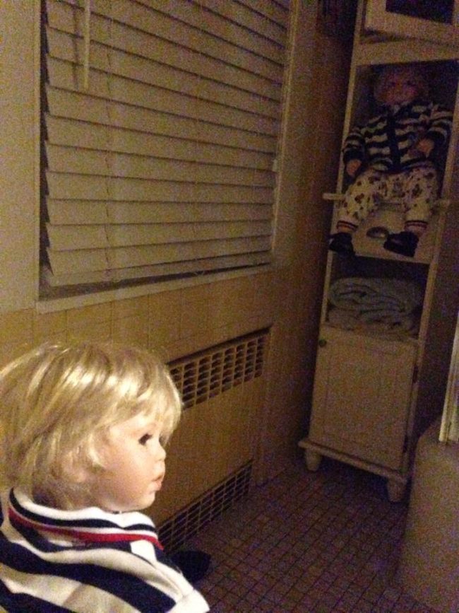 When his brother got closer to the one on the toilet, he found another creepy visitor nearby.