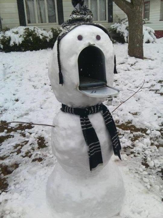 This snowman has seen terrible things.