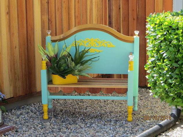 Take your headboard from the bedroom to the backyard by making this <a href="http://www.hometalk.com/4246729/outdoor-furniture-bench-bed-frame-repurpose-upcycle" target="_blank">cool bench</a>.