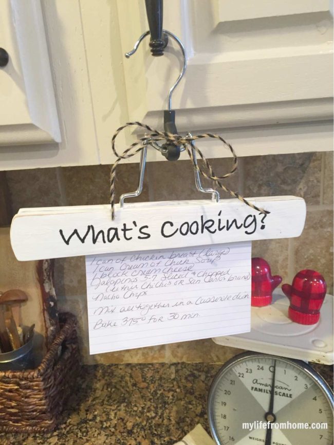 These hangers are perfect <a href="http://mylifefromhome.com/2016/02/silhouette-challenge-whats-cooking-recipe-holder/" target="_blank">recipe holders</a>.